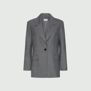 Giacca in twill di misto lana stretch