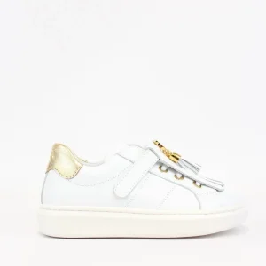 sneakers con frange e inserti oro