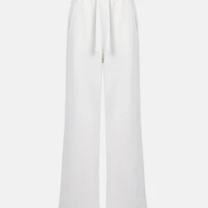pantalone wide leg in cotone garzato