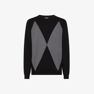 Maglione in lana e cotone a rombi