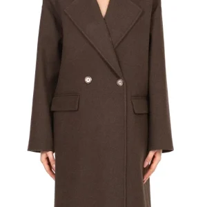 Cappotto a ovetto Vicolo, chiusura doppiopetto, tasche frontali e interno foderato, colore marrone