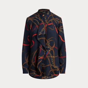 camicia con stampe a balze