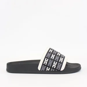 sandalo in vera pelle con logo