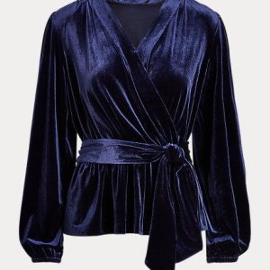 Blusa in velluto con cinta