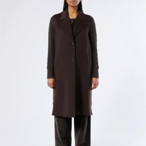 cappotto in misto lana a trecce