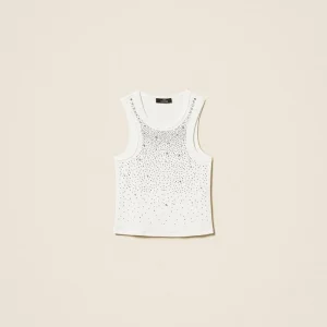 top a costine con ricamo