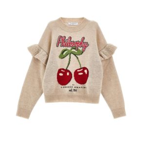 maglione con ricamo ciliegie