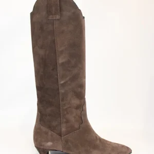 stivali in velluto con tacco basso