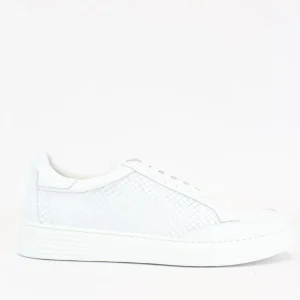 sneakers in pelle con fantasia quadri