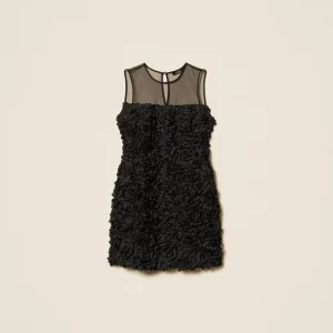 abito corto in tulle con fiori