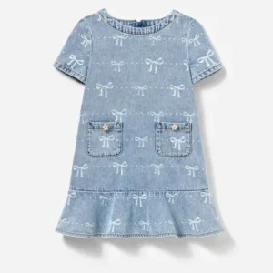 abito in denim con fiocco