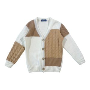 cardigan con lavorazione a trecce