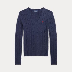 maglia con scollo a v e trecce