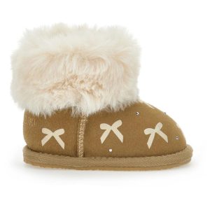 stivaletto con strass e fiocchi