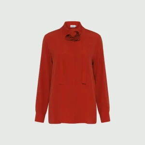 camicia in seta con fiore