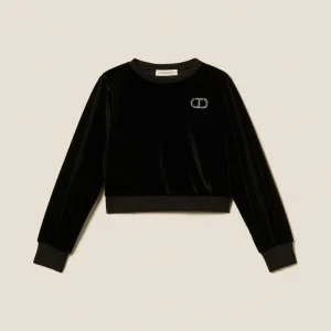 felpa in ciniglia con logo