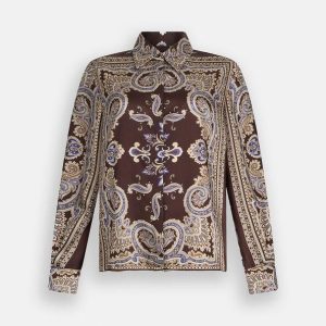 camicia in twill stampatto