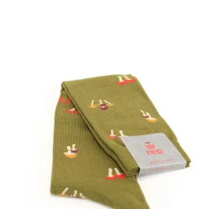 calze uomo con ricamo funghi