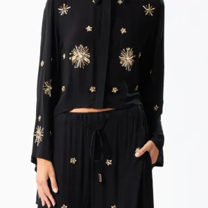 camicia asimmetrica con applicazioni