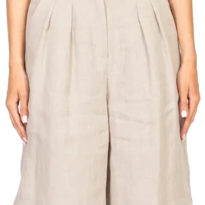 shorts con pinces in lino