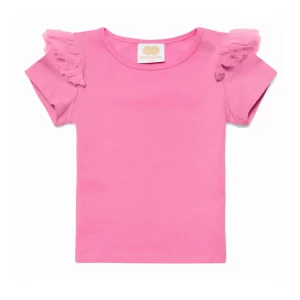 t-shirt con rouches rosa