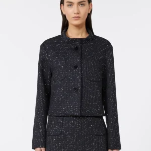 giacca in lana con pailettes