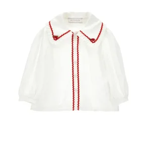 camicia con colletto ricamato