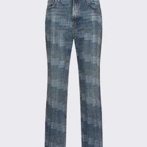 jeans straight con strass