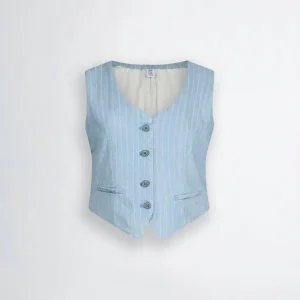 gilet in denim gessato