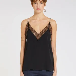 top con pizzo in seta