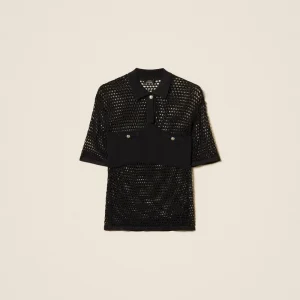 maglia a polo con punto a rete