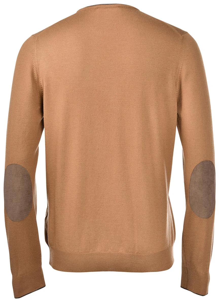 maglia girocollo con toppe alcantara - immagine 3