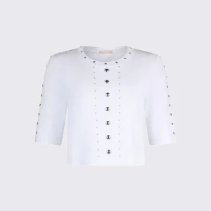 t-shirt in maglia con borchie