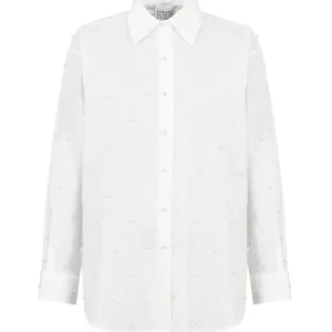camicia in cotone con perle