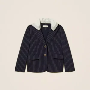 giacca gessata con cappuccio