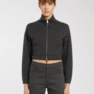 cardigan full zip con applicazioni