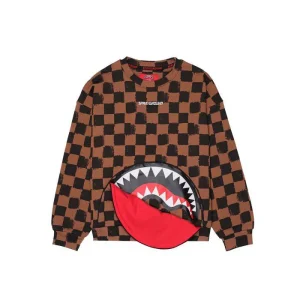 felpa a scacchi con zip bocca