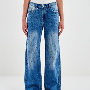 jeans aurora con borchie e strass