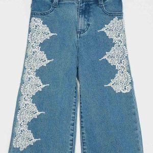 jeans con inserti pizzo