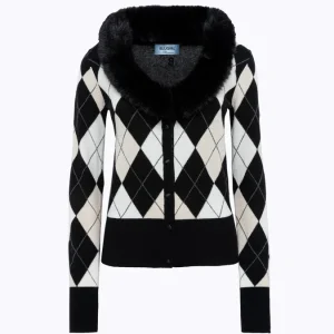 cardigan con collo faux fur