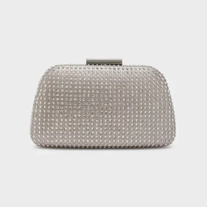 clutch argento con pietre