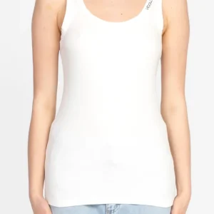 top con logo al collo