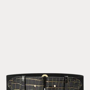 Cintura ampia in pelle lavorata