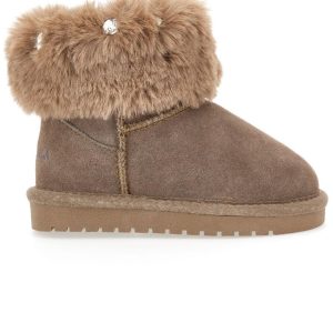 stivaletto con pelliccia e strass