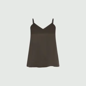 top con bretelle sottili in raso