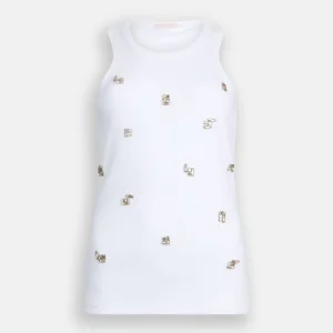 top con applicazione gioiello