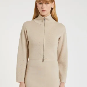 cardigan full zip con applicazioni