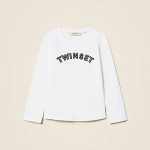 t-shirt con logo maniche lunghe