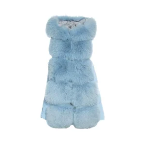 gilet smanicato con cappuccio e pelliccia