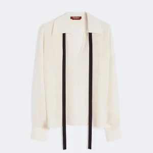 blusa in seta con cravattino